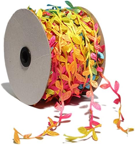Colorful Rainbow Leaves Leaf Ribbon Trim Rope - 20 Yards - for Garland DIY Crafts and Party Wedding Home Decorations