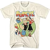 American Classics Popeye Olive OYL Bluto Wimpy Mens Short Sleeve Cartoon Vintage Style Graphic T-Shirt - X-Large - Natural