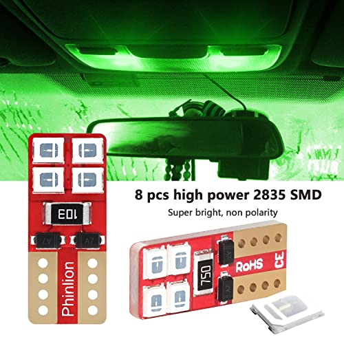 Bombillas LED verdes PHINLION T10 pack x4 miniatura 4