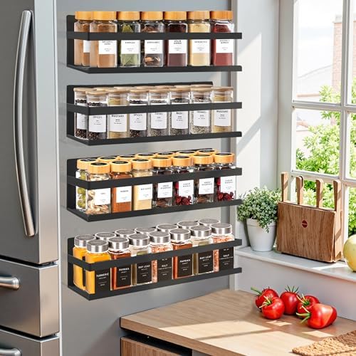 SMRCAD Magnetic Spice Rack for Refrigerator, 4pack Magnetic Shelf...