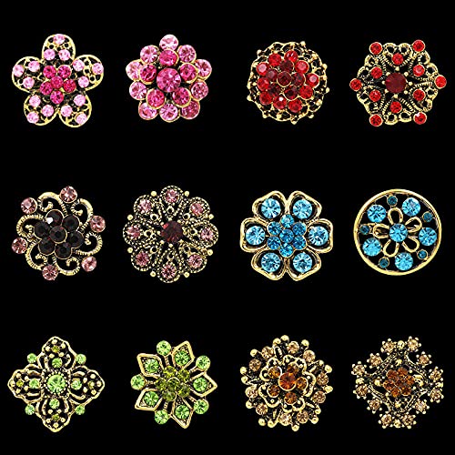 Lot 24Pcs Wedding Bouquet Brooches Kit Shiny Rhinestone Crystal Brooch Pin Set For Women Girl Fashion Diy Decorate Art Bridal Brooches Suit (24Pcs Color) #TOP5