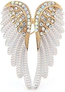 Angel Wing Lapel Brooch Pin for Women Men Cubic Zirconia Crystal Enamel Fairy Elf Wings Pins Clip Shawl Dress Coat Suit Scarves Backpacks Brooches Pins Fashion Accessories Jewelry