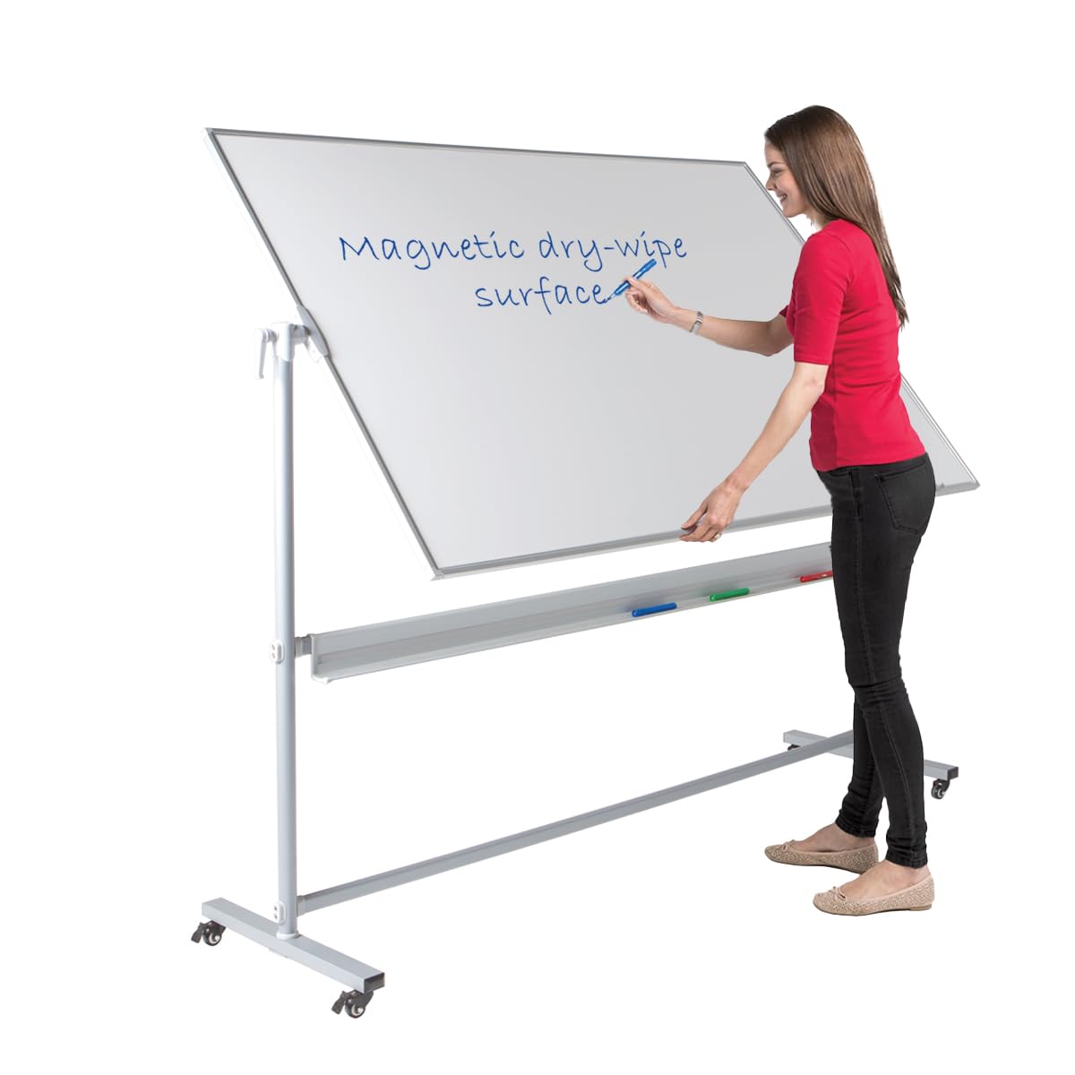 Mobile Magnetic Revolving Whiteboard | 1200 x 1500 mm | Double-Sided Dry-Wipe Surface with Steel Frame | 5 Size Options - Ideal for Offiice, School, Presentation