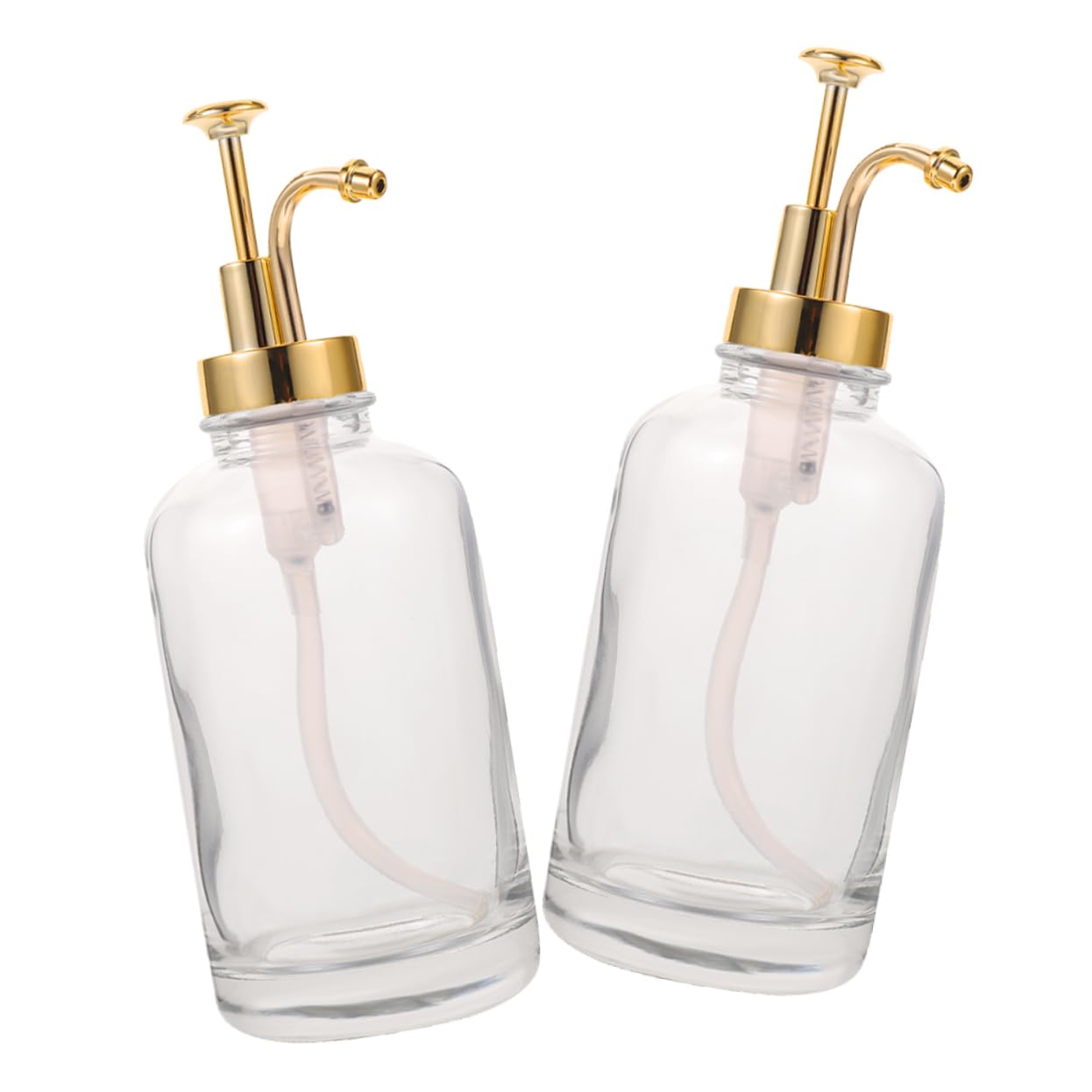 BRIGHTFUFU 2Pcs Transparent Glass Coffee Syrup Dispenser with Pump Multi Purpose Honey and Jam Dispenser for Home Bakery Coffee Shop Bar Compact Storage