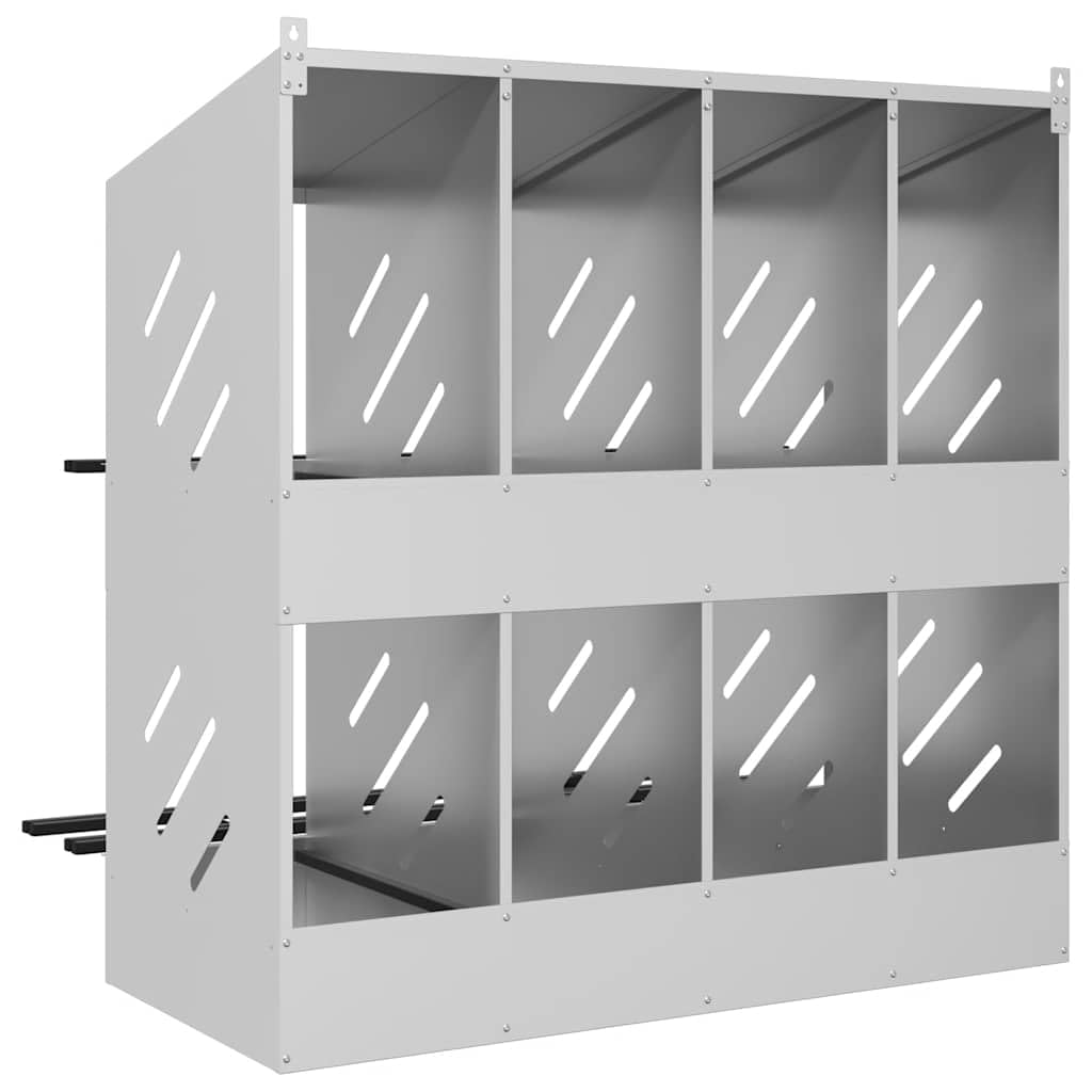 vidaXL Nido para Gallinas con 8 Compartimentos Plateado Galvanizado - Caja para Gallinas Ponedoras