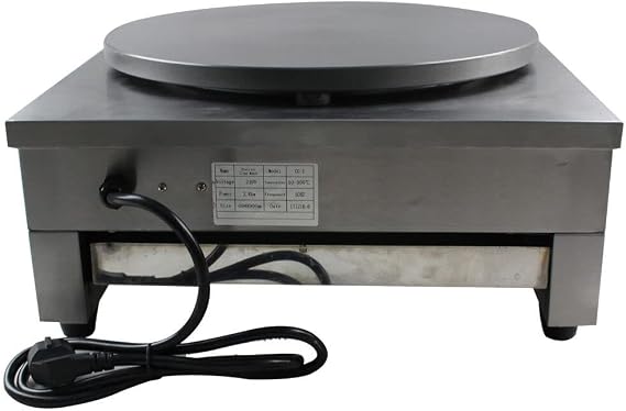 Commercial Crepe Maker - 16Inch Crepes Maker Machine Commercial Round Crepe Spreader Griddle Commercial Pancake Maker Cast Iron Cooking Surface Food-grade Non-stick Coating w/Indicator Lights (3000W)