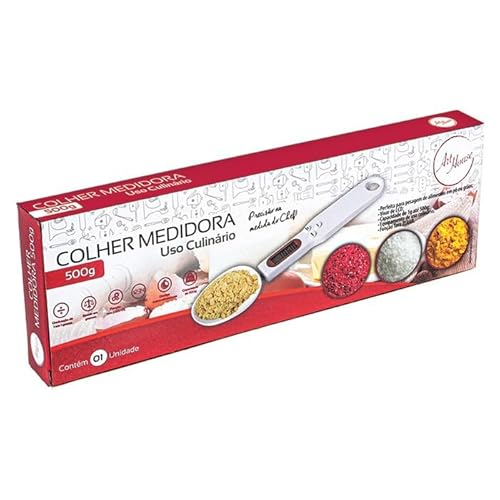Colher Medidora Digital com Balança, Capacidade 500g, Precisão 0,1g, Display LCD, Ideal para cozinha