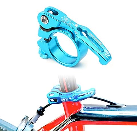 Aluminum Alloy Bicycle Quick Release SeatPost Clamp 34.9mm 31.8mm MTB Bike Road Bike Casual Bike Seatpost Clamp (Blue, 1.25in（31.8mm）) Cover