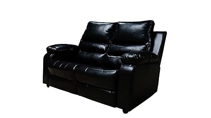 Woodsfreak Recliner, Ultra Comfortable and Durable Ergonomic Seat Reclining Sofa, Living Room Recliner Chair with Thickened Padded Arm Leatherette, Black Color (2 Seater)
