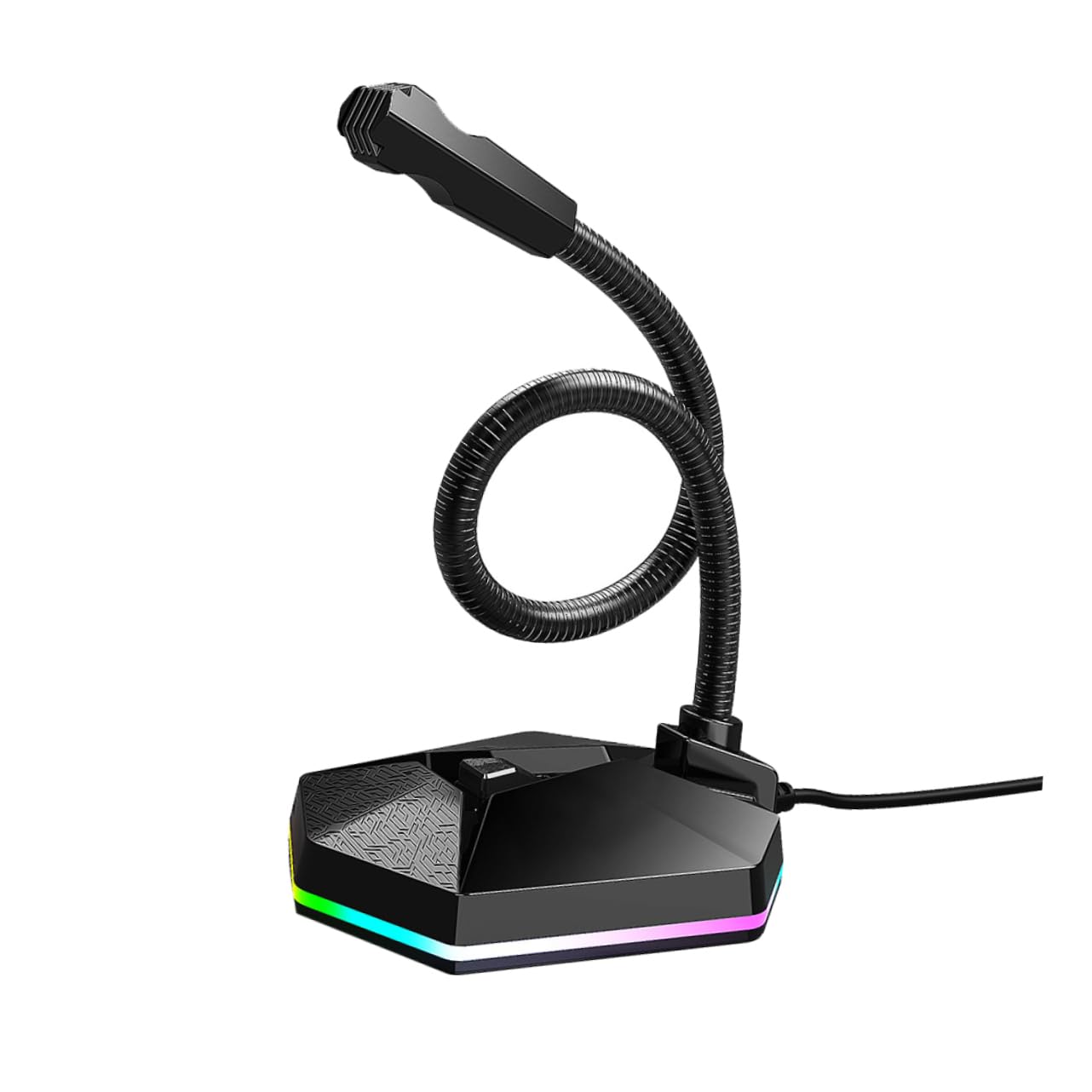 Abaodam Microfono USB da Scrivania Mini Flessibile Rgb Nero | Audio Nitido, Interfaccia Usb, Cavo da 1, 5m, per Videoconferenza e Casa