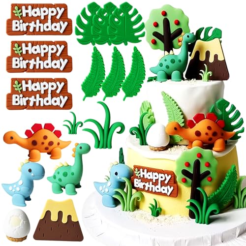 JeVenis decoraciones de lujo para tartas de dinosaurios dinosaurio cupcake topper pequeños dinosaurios para cumpleaños babyshower