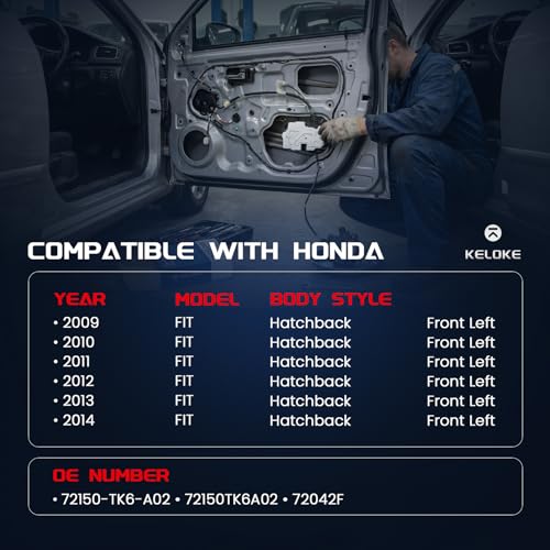 Image of KELOKE Door Lock Latch Actuator Compatible with Honda Fit 2009-2014 Hatchback, Front Left Driver Side. Replaces# 72150TK6A02