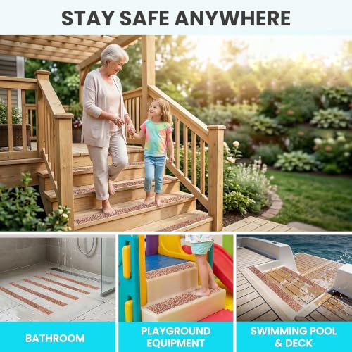 Image of LifeGrip Rubber Anti Slip Tape 2 inchx38' Waterproof Grip Tape for Pool, Orange | Non Slip Safety Tape for Stairs, Outdoor, Showers, Swimming Pools, Wooden Stairs, Textured Comfortable for Bare Foot