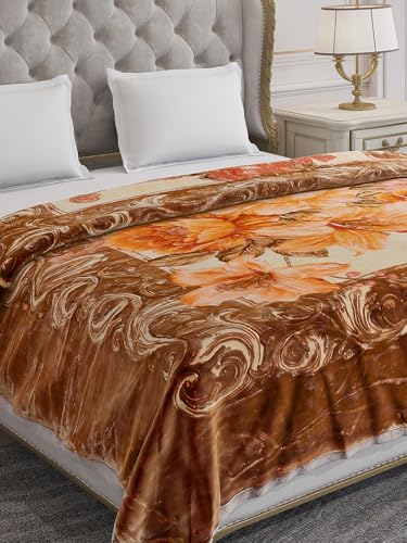 Image of Monte Carlo Unisex Superimo Double Bed Reversible 3 Ply 1516 GSM | 8 KG Heavy Winter Blanket (Camel Brown)