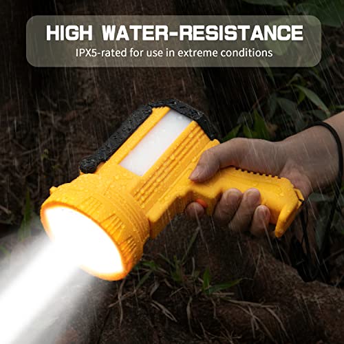 Yierblue Solar & Rechargeable Spotlight Flashlight, 200000 High Lumen Outdoor Handheld Spot Lights With Flood Light Searchlight, Foldable Stand And 3 Colors Lenses For Boating Hunting And Camping #TOP4