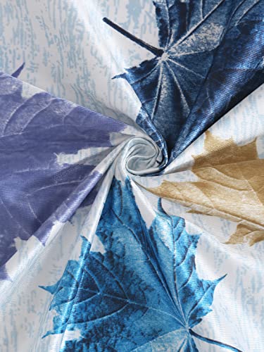 Image of Home Sizzler 2 Pieces 3D Maple Eyelet Polyester Window Curtains - 5 Feet, Blue