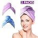 2 Pack Hair Towel Wrap Turban Microfiber Drying Bath Shower Head Towel with Buttons, Quick Magic Dryer, Dry Hair Hat, Wrapped Bath Cap By Duomishu, Small
