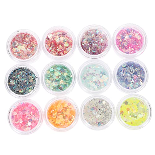 Didiseaon Festival Body Glitter 12 Color Boxes Glitter Sequins Gel for Makeup and Nail Art