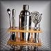 Stock Harbor 9 Piece Stainless Steel Bartender Set with Bamboo Base Kitchen Accessories Cocktail Bar Tool Set