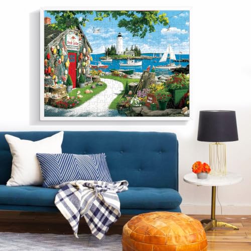 300 Piece Puzzles for Adults, Vivid Coastal Landscape Puzzle for Adults Kids Elderly, Beach and Ocean Large Piece Puzzle for Kids Age 8-10 10-12,Challenging Seaside Puzzle Family Game Gift 20.5x15 in by Edsjegn - Used condition - Image 6