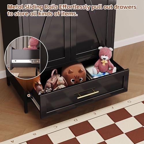 Image of SUPEER Metal Wardrobe Closet with Drawer & Hanging Rod 71 inch Tall Armoire Storage Cabinet for Bedroom, Laundry & Garage, 1 Drawer + Adjustable Shelf, Anti-Tilt Design, Black, Required Assembly