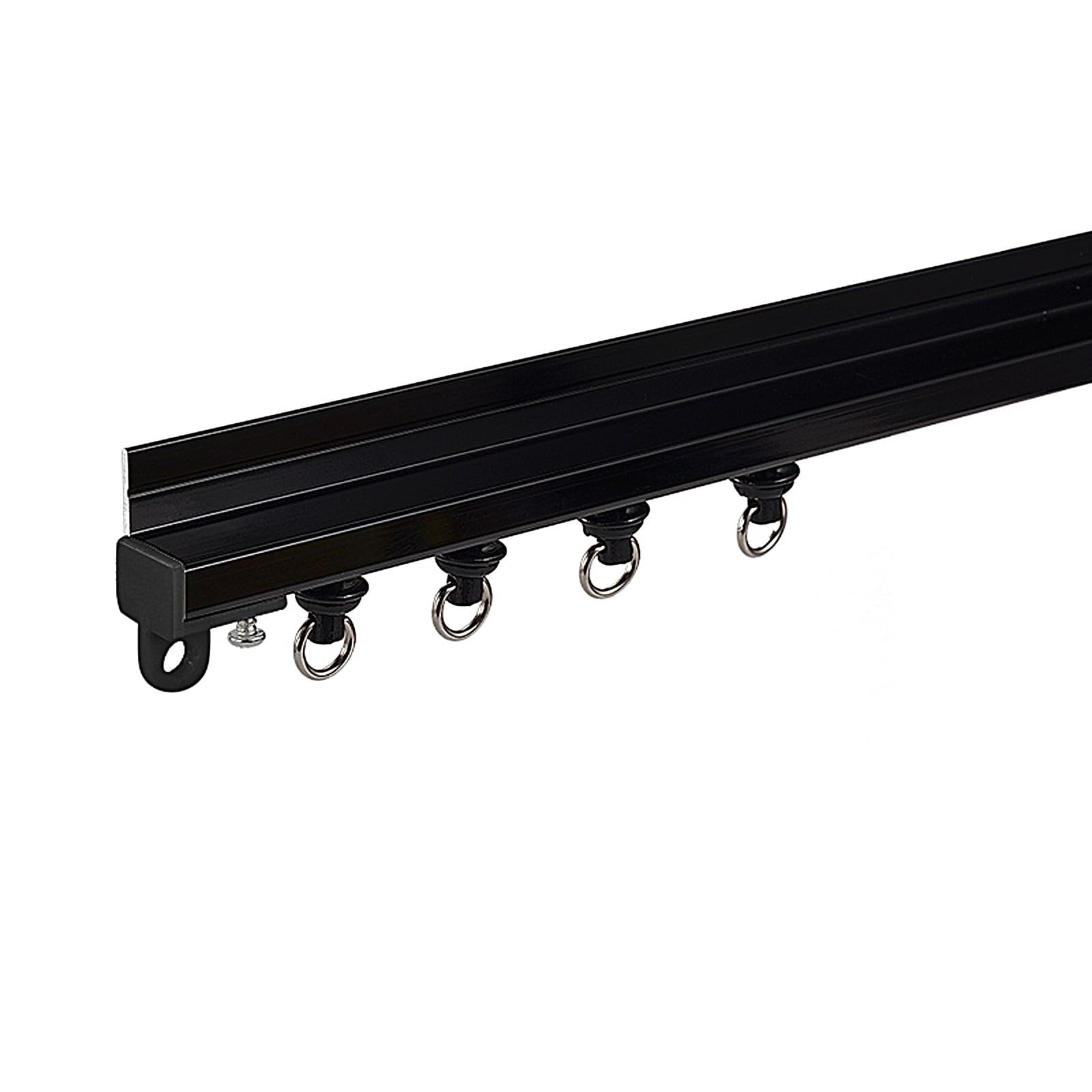 GLDYTVF Heavy-Duty Adhesive Curtain Rods & Track - 19.6ft Ceiling/Side Mount Durable & Wear-Resistant for Smooth Surfaces Easy Installation Sleek Black Finish (600cm)