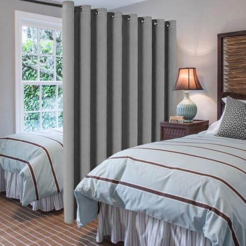 Image of H.VERSAILTEX Blackout Patio Curtains 100 x 90 Inches for Sliding Door Extral Wide Blackout Curtain Panels Thermal Insulated Room Divider - Grommet Top, 7.5' Tall by 8.3' Wide - Dove Grey