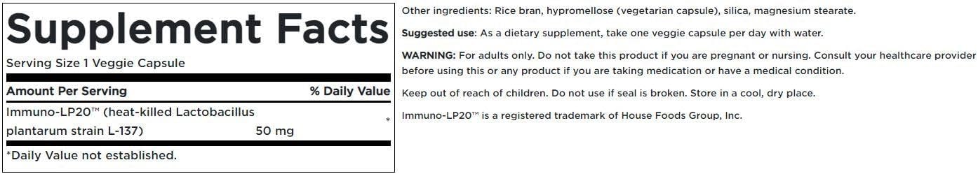 Swanson Immunobiotic Immuno-Lp20 50 Milligrams 30 Veg Capsules (Pack of 2)