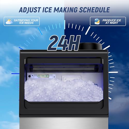 Image of SOZT Nugget Ice Maker Machine, 100LBS /24H, 25LBS Capacity | Under Counter Ice Maker, Self-Cleaning Freestanding Sonic Pellet Ice Maker for Home, Bar, Restaurant, Office