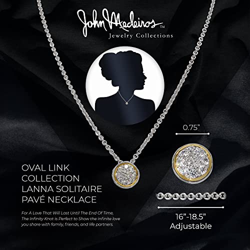 John Medeiros Oval Link Collection Lanna Solitaire Pavé Necklace With Cz Stone, Adjustable Jewelry Necklace, Elegant Everyday Necklace For Women, For Women And Teen Girls #TOP5