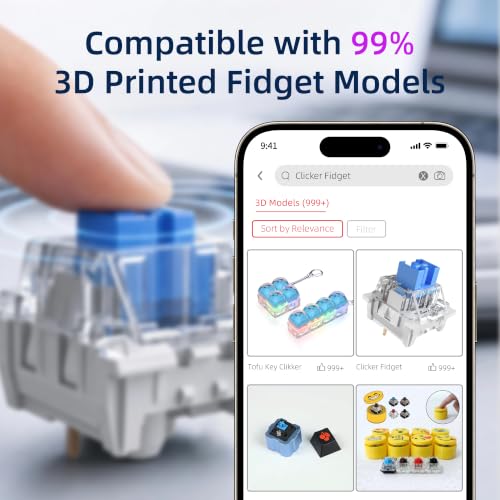Image of Zhouwang 500 Pcs Blue Clicky Switches,Extra 10 Keychains & 1 Fidget Toy