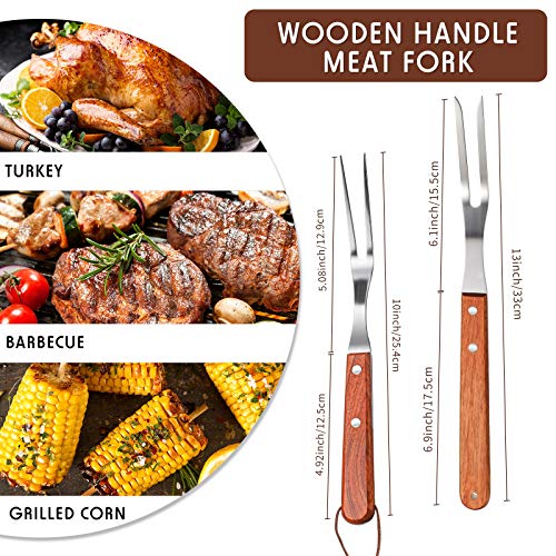 image for Honoson 2 Pieces Meat Forks Stainless Steel Carving Fork with Rosewood