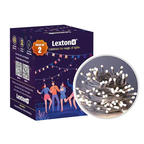Image of Lexton 40 LED Power Pixel Serial String /Fairy Light | Plug Sourced | Suitable for Home & Outdoor Decoration, Diwali, Christmas, Ramadan, Wedding, Party, Festival (Pack of 2, White)