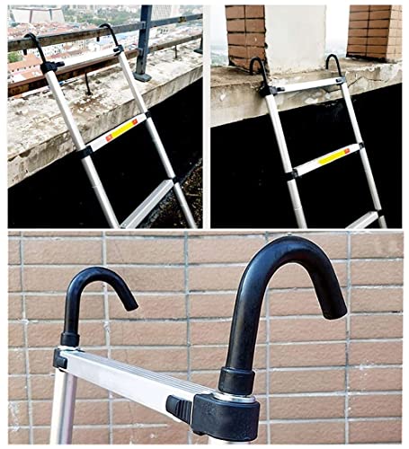 2,6M Teleskopleiter, Aluminium Rutschfester Klappleiter Stehleiter Mehrzweckleiter mit Stabilisator, 150 kg/330 Pfund Belastbarkeit Schwarz
