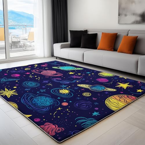 Dunkelblau Teppiche Wohnzimmer 80 x 150 cm, Living Room Waschbare Carpet Gekritzel, Weltraum, Sterne, Planeten Kurzflor-Carpet mit Rutschfester Rückseite, FÜR Wohnzimmer, Esszimmer, Büro Dunkelblau Teppiche Wohnzimmer 80 x 150 cm, Living Room Waschbare Carpet Gekritzel, Weltraum, Sterne, Planeten Kurzflor-Carpet mit Rutschfester Rückseite, FÜR Wohnzimmer, Esszimmer, Büro
