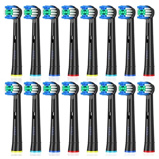 KHBD Recambios Cepillos Compatible con Braun Oral B, Cabezales de Precisión para de Cepillo de Dientes Eléctrico Oral B, Paquete de 16(Negro)