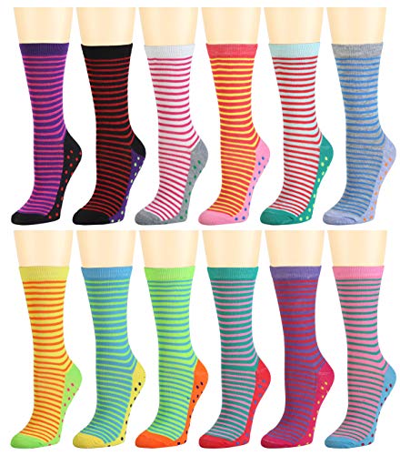 Image of Falari 12 Pairs Women's Cotton Crew Socks Assorted Colors