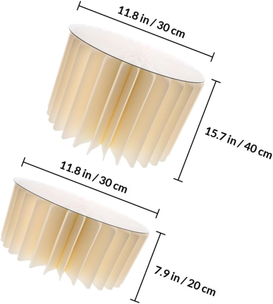 2pcs White Cylinder Pedestal Stands, Foldable Paper Column Display with 30cm Diameter X 20cm 40cm Height, Party and Wedding Centerpiece Decor for Tables and Backdrop