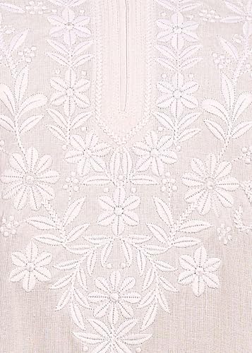 Image of Women Pink Ethnic motifs Embroidered Lucknowi Chikankari Long Kurti