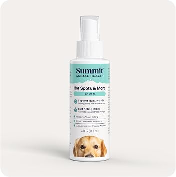 Summit Hot Spots & More Spray for Dogs Formerly SummitSkin, All-Natural Dog Wound Care, Healing Aid, Skin Repair, Hot Spot Relief, Moisturizing, Safe for All Animals Non-Toxic, 4oz
