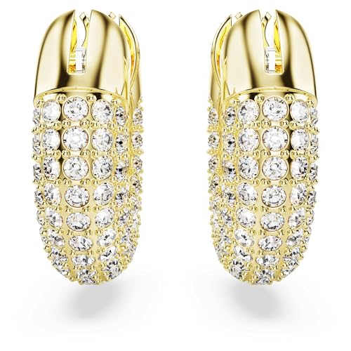Swarovski Dextera Hoop Earrings, Pavé, White, Gold-tone Finish2
