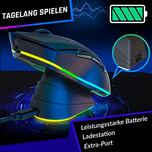 Kabellose Gaming Maus Klim Blaze Pro mit RGB und Ladestation