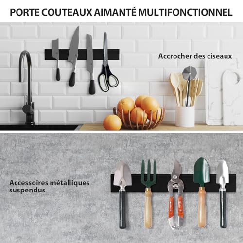 Barre aimantée pour couteaux 40 cm aimant couteau mural extra puissant noir