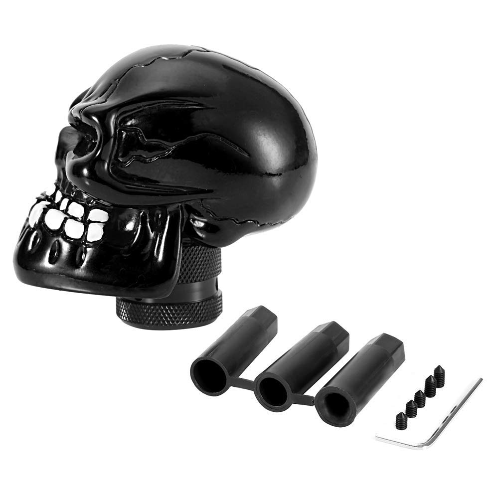 Gear Shift Knob Lever,Skeleton Skull Head Car Modified Gear Shift Knob Stick Lever Shifter Universal (Black)