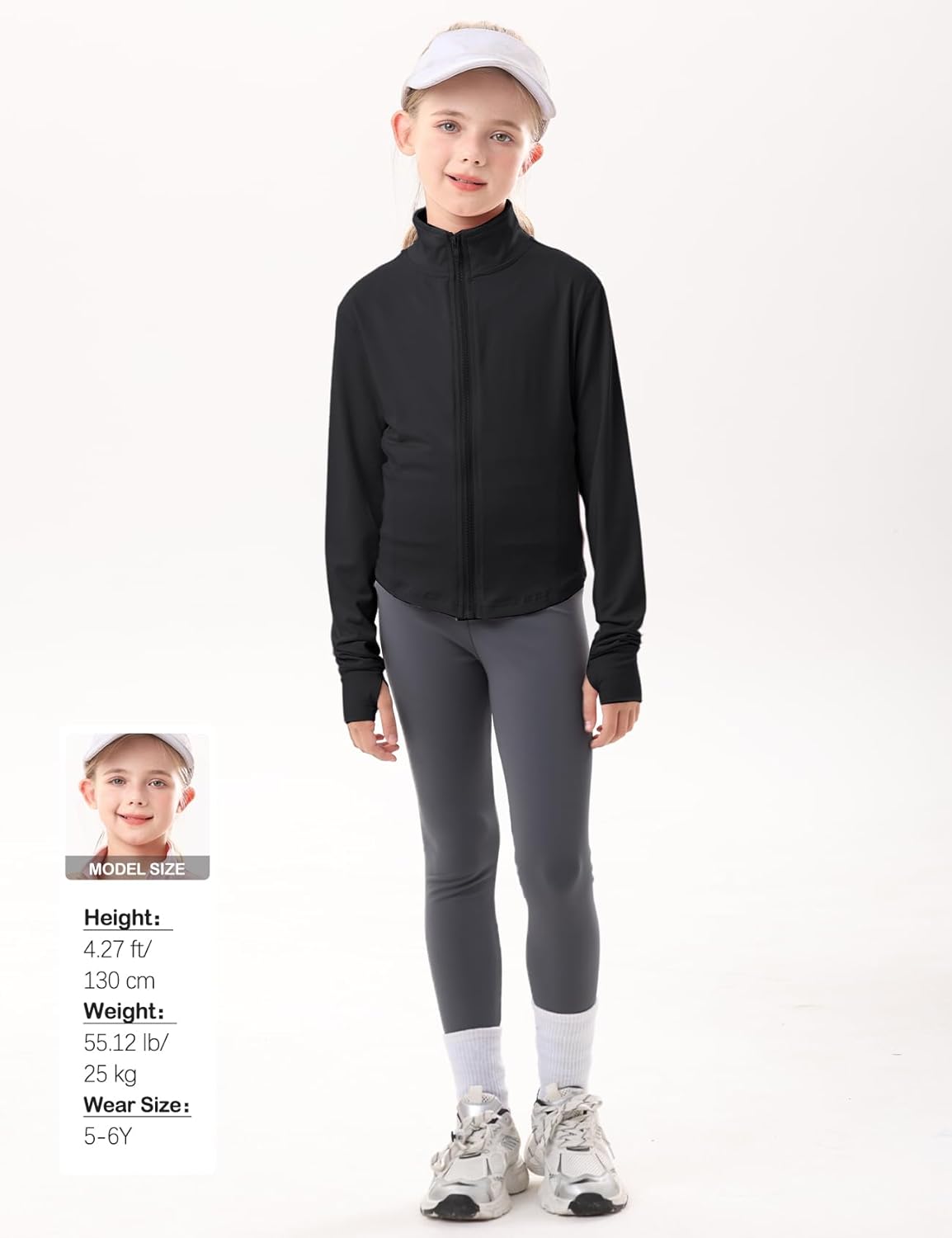 Gihuo Girls Zip Up Workout Jacket Lightweight Athletic Horse Riding Jackets Cropped Gym Yoga Track Shirts with Thumb Holes - Image 5