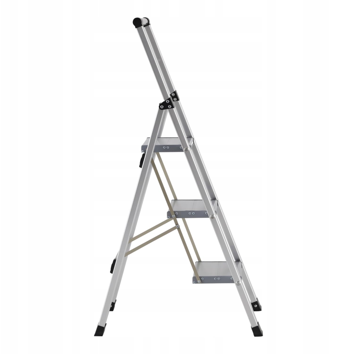 Brigros - Scala Piatta per uso domestico, Scalita la rivoluzione delle scale, in alluminio, Super Leggera, Ultra piatta, Facile da conservare e traportare, non occupa spazio (Galva - 3 Gradini)