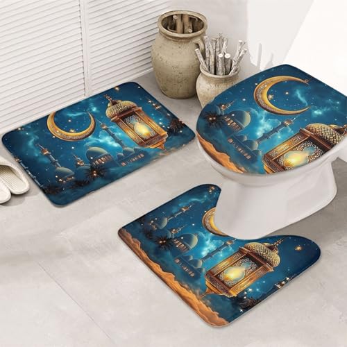 Alfombrilla de baño de microfibra antideslizante y lavable diseño Lanterns 2