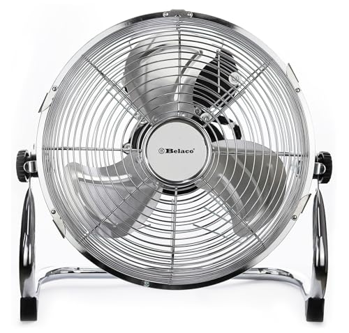 Belaco 9-Inch Metal Floor Fan High Velocity Chrome Cooling Fan
