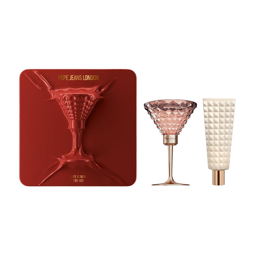 Pepe Jeans Life Is Now For Her Estuche Regalo Perfumes de Mujer Pack de 2 Piezas Eau de Parfum 80ml y Body Lotion 100ml Set Fragancia Floral y Oriental