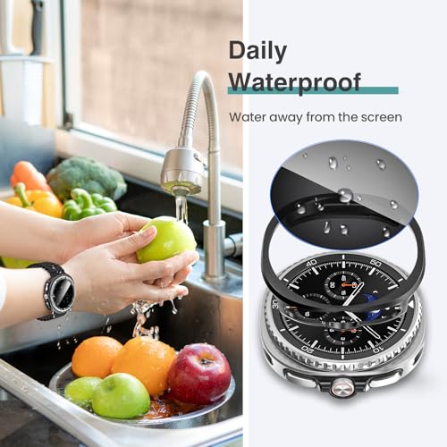 Image of Tensea [5+5Pack for Samsung Galaxy Watch 8 Classic Screen Protector Case 46mm Accessories, Hard PC Bumper /HD Anti-Fog Tempered Glass Protective Film, Face Cover Set for Women Men